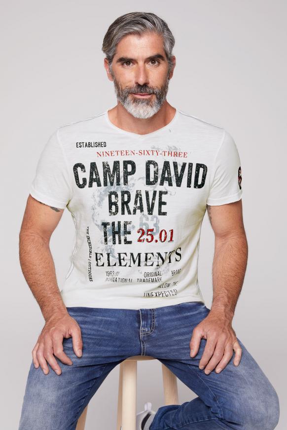 T-Shirt mit V-Neck und Used Look