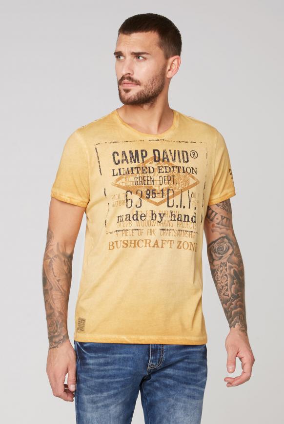 T-Shirt mit Vintage Print und Used-Färbung rising sun