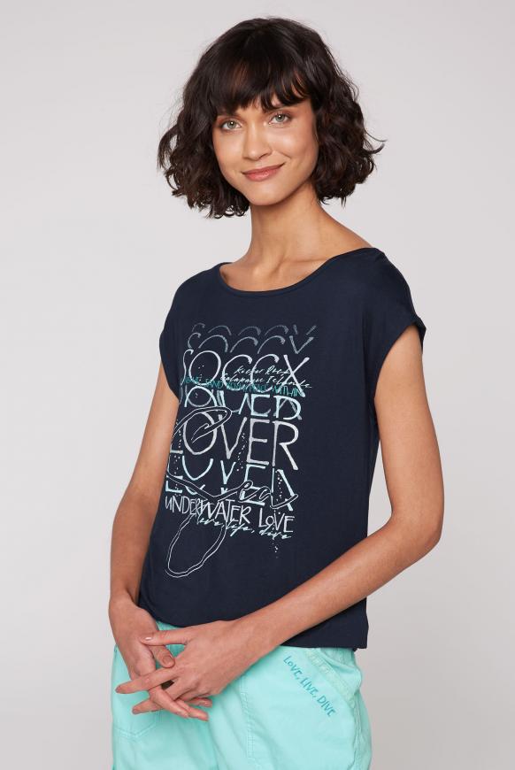 T-Shirt mit Wording Print blue navy