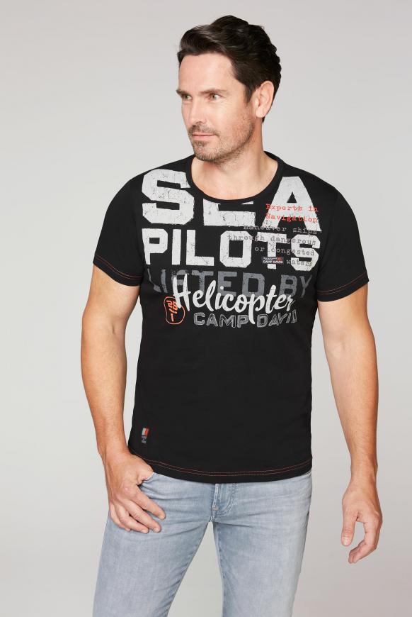 T-Shirt mit Wording Print und Stickereien