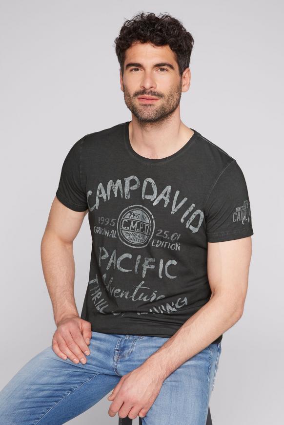 T-Shirt mit Wording Prints in Used-Optik