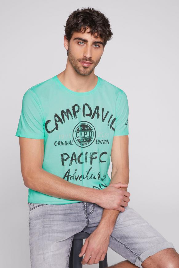 T-Shirt mit Wording Prints in Used-Optik
