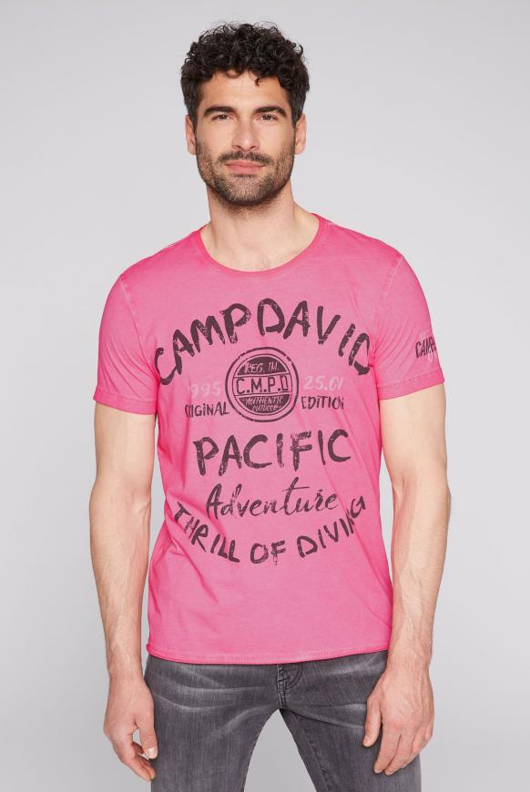 T-Shirt mit Wording Prints in Used-Optik