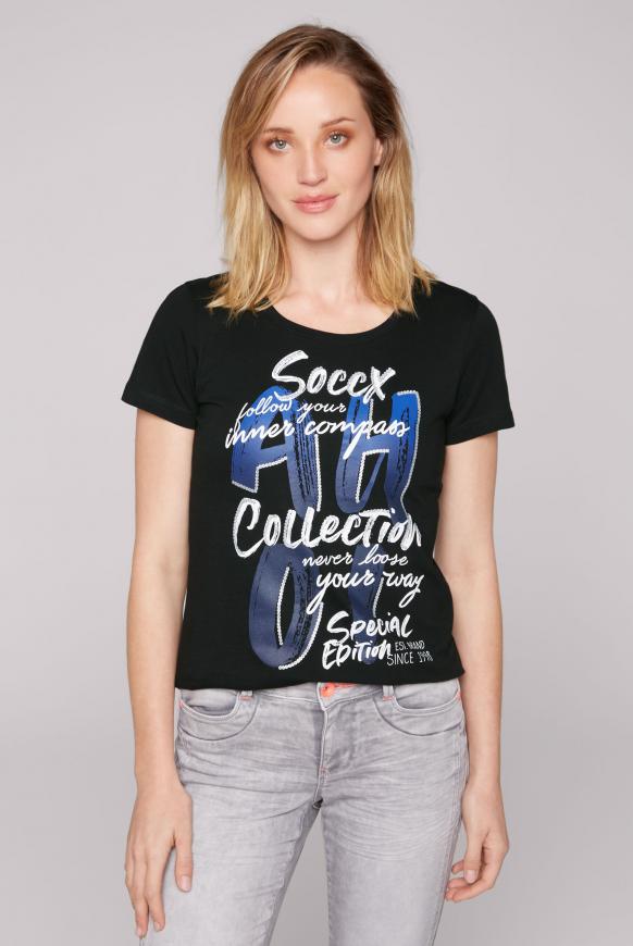 T-Shirt mit Wording und Pailletten-Print black