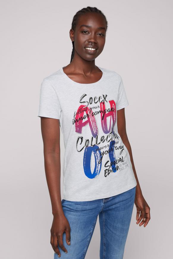 T-Shirt mit Wording und Pailletten-Print