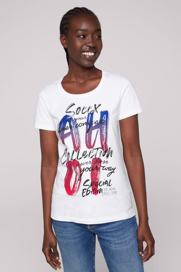 T-Shirt mit Wording und Pailletten-Print opticwhite