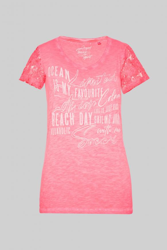 T-Shirt Oil Dyed mit Ärmeln aus Spitze