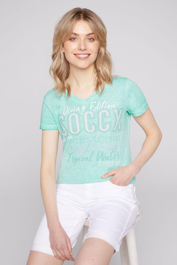 T-Shirt Oil Dyed mit Logo Print