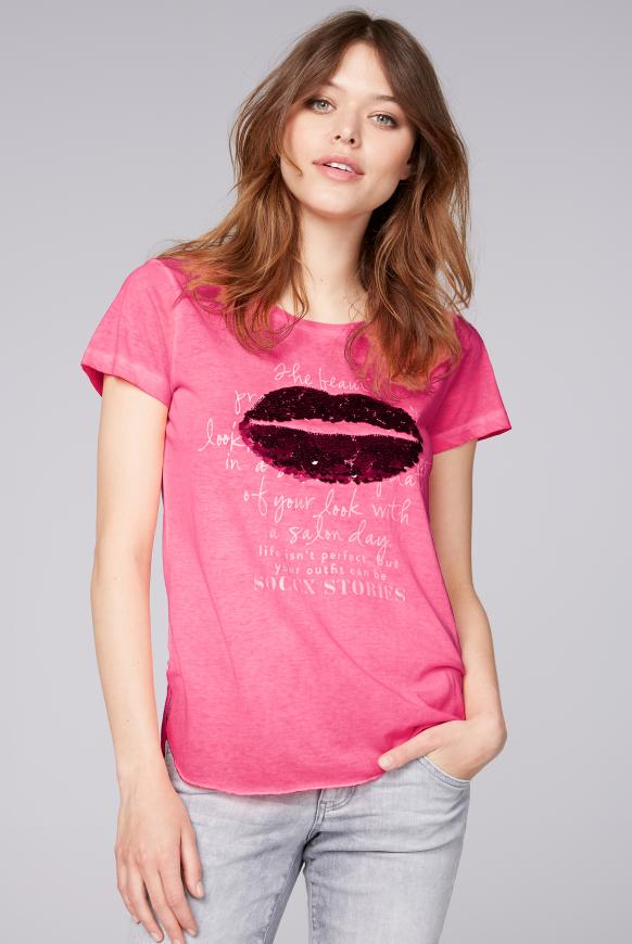 T-Shirt Oil Dyed mit Pailletten-Artwork