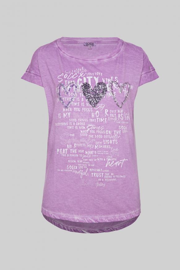 T-Shirt Oil Dyed mit Pailletten-Artwork