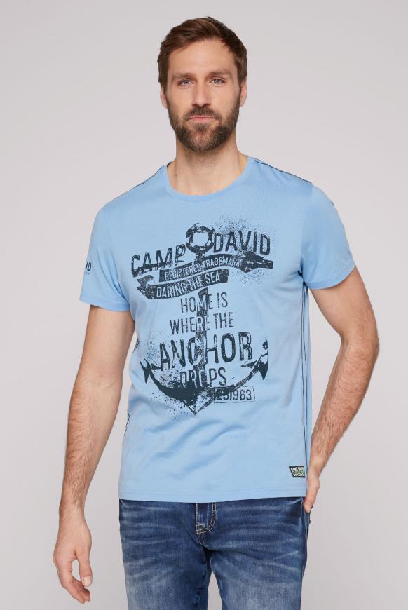 T-Shirt Rundhals mit Anker-Print summer blue
