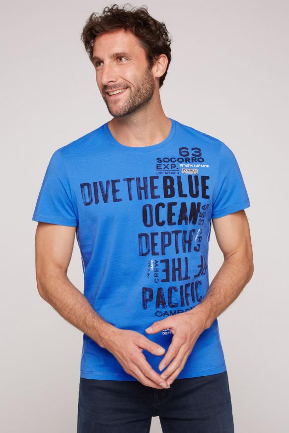 T-Shirt Rundhals mit Artwork pacific blue