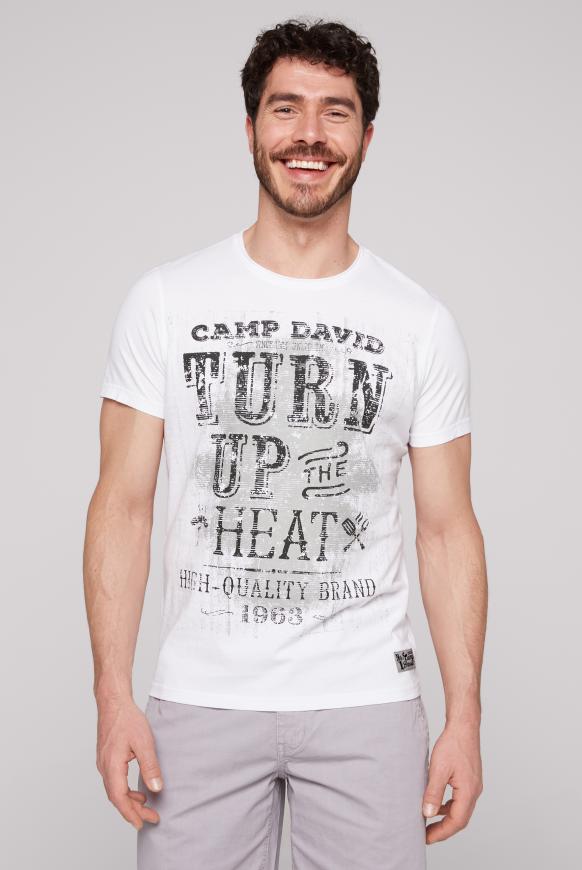 T-Shirt Rundhals mit Label Print opticwhite