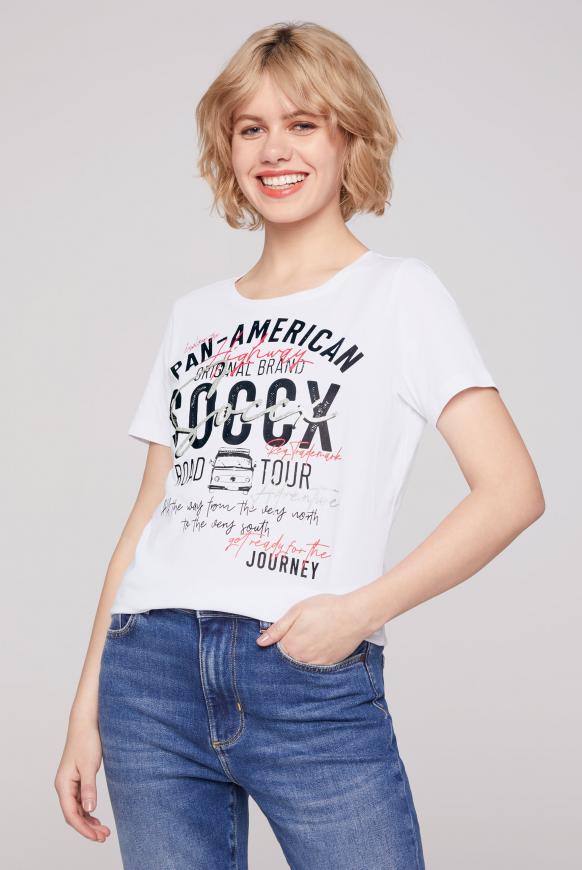 T-Shirt Rundhals mit Label Print