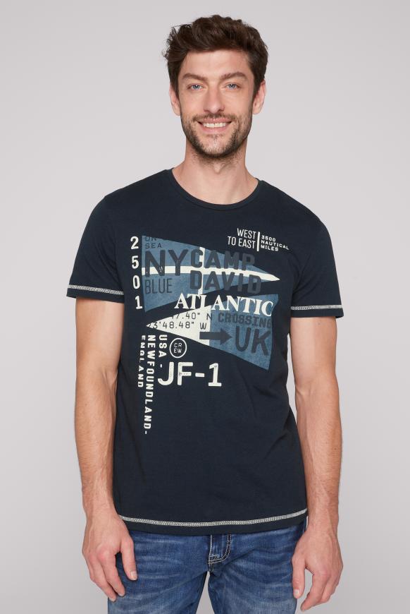 T-Shirt Rundhals mit Print Artwork blue navy