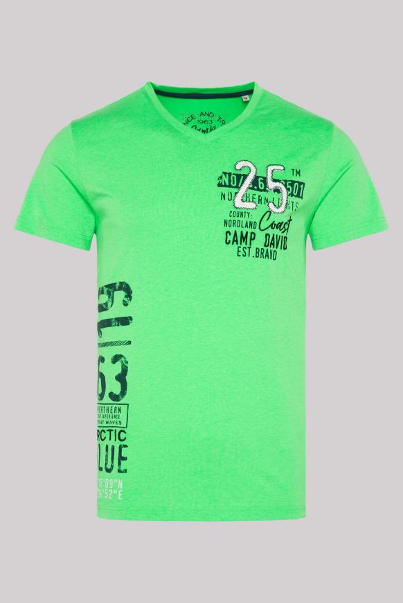 T-Shirt V-Neck mit Artworks arctic green