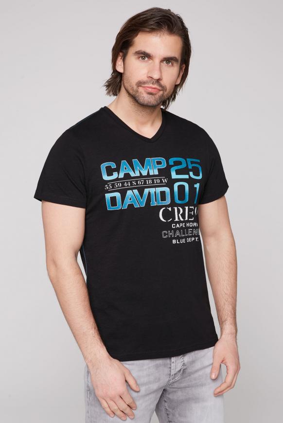 T-Shirt V-Neck mit Gradient Rubber Print