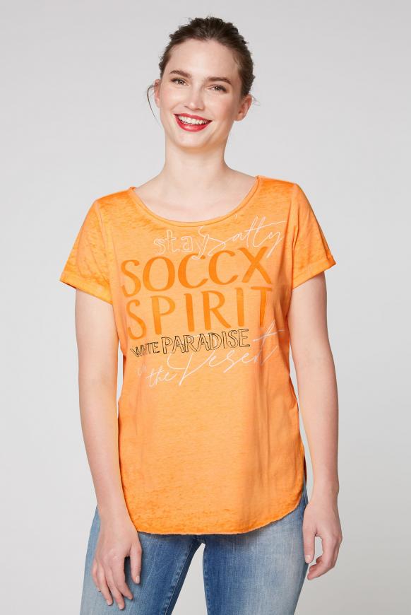 T-Shirt zum Knoten mit Ausbrennern und Artwork