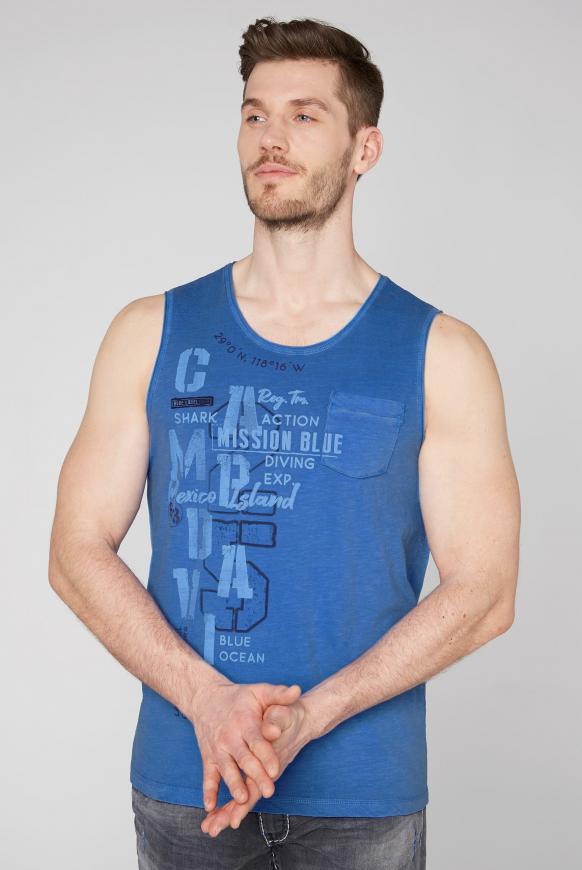 Tanktop mit Used-Kanten und Tasche