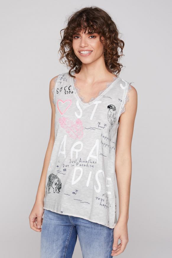 Top Inside Oil Dyed mit Spitze und Artwork