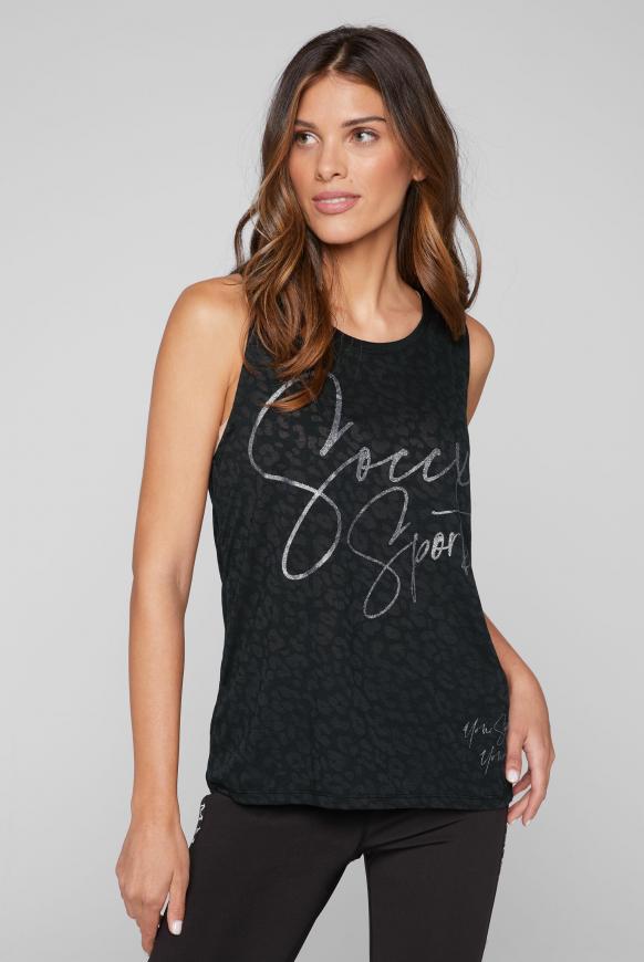 Top mit Leopardenmuster und Glitter Logo
