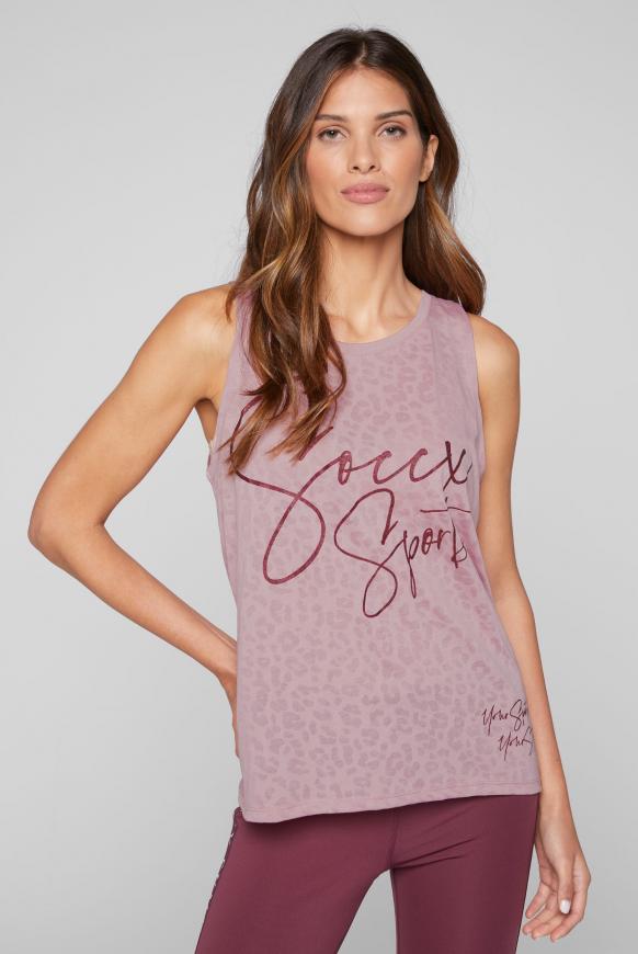 Top mit Leopardenmuster und Glitter Logo
