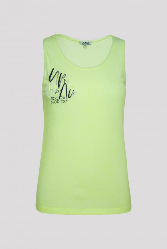 Top mit Mesh-Details und Prints
