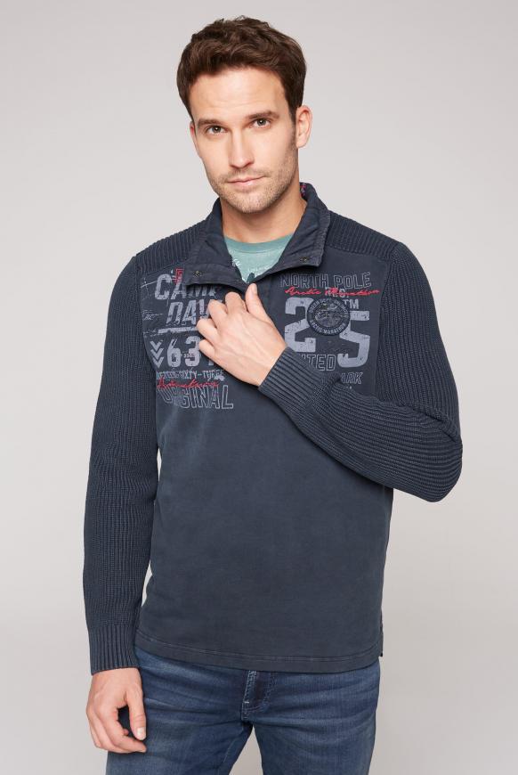 Troyer-Pullover im Materialmix mit Artwork
