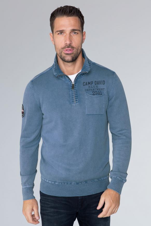 Troyer-Pullover mit Chenille-Kragen