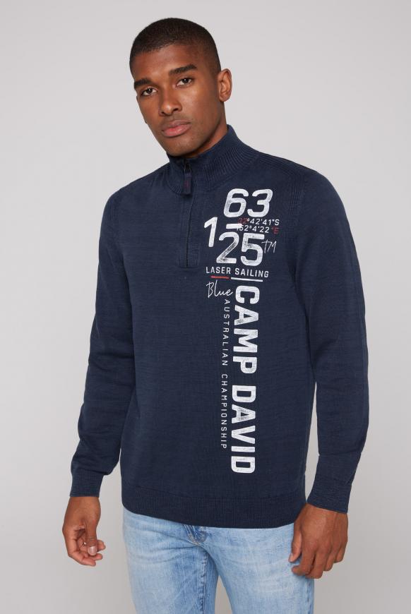 Troyer-Pullover mit Logo Print blue navy