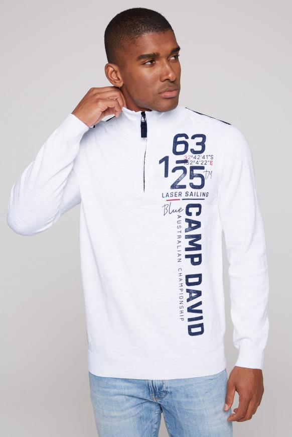 Troyer-Pullover mit Logo Print opticwhite