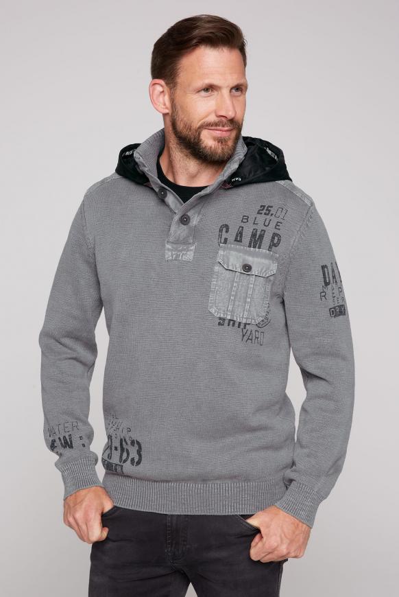 Troyer-Pullover mit Nylon-Kapuze