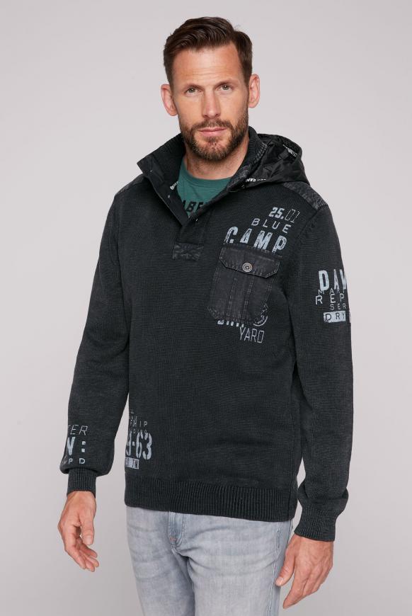 Troyer-Pullover mit Nylon-Kapuze