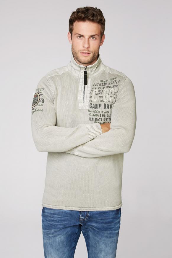 Troyer-Pullover mit Twill-Besätzen