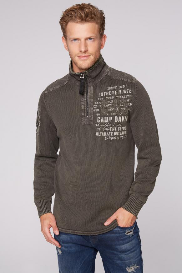 Troyer-Pullover mit Twill-Besätzen