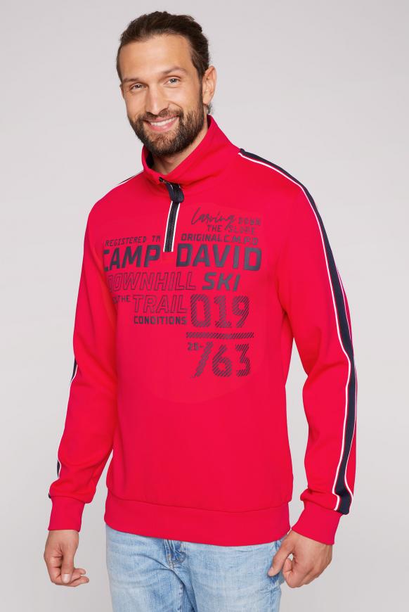 Troyer-Sweatshirt mit Artwork und Streifen-Tapes