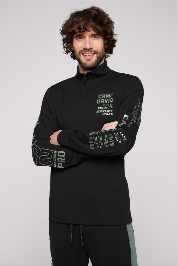 Troyer-Sweatshirt mit Mesh-Details black