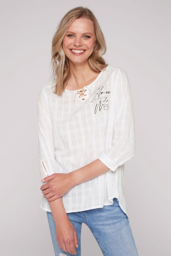 Tunika-Bluse mit Karowebmuster