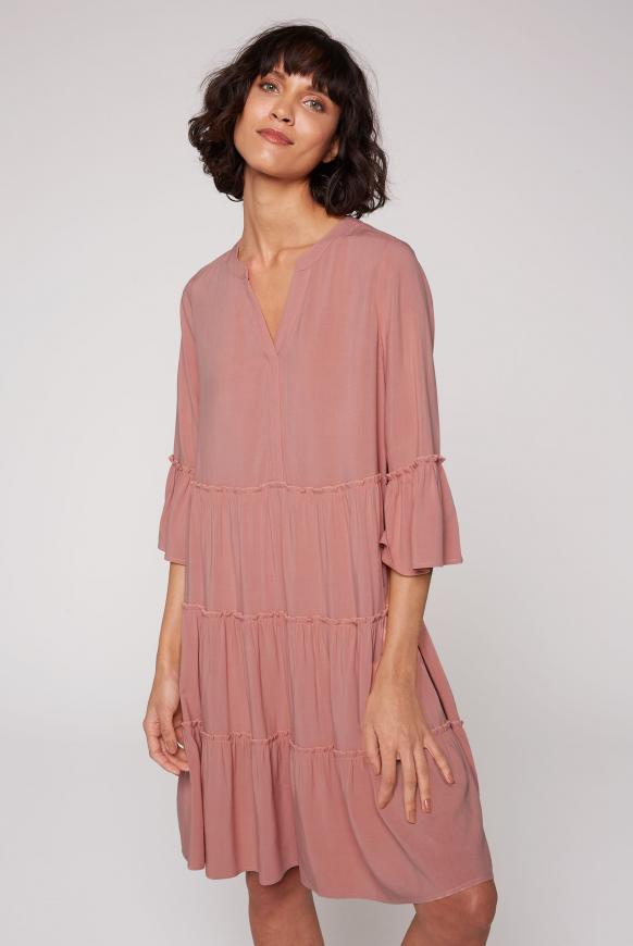 Unifarbenes Tunika-Kleid mit Volants blush
