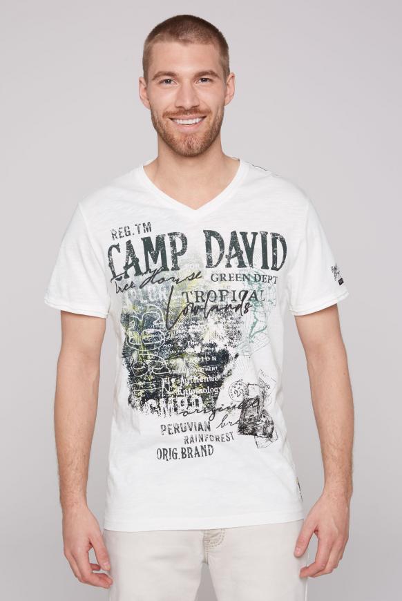 V-Shirt mit Prints und Stickereien