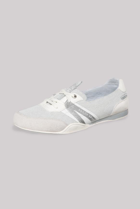 Veganer Sneaker-Ballerina mit Glitzer-Details white