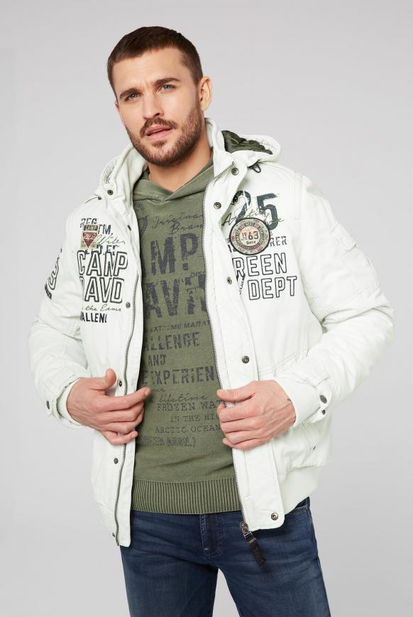 Wattierter Blouson mit Kapuze und Artworks