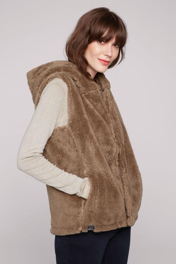 Weste mit Kapuze im Sherpa-Look