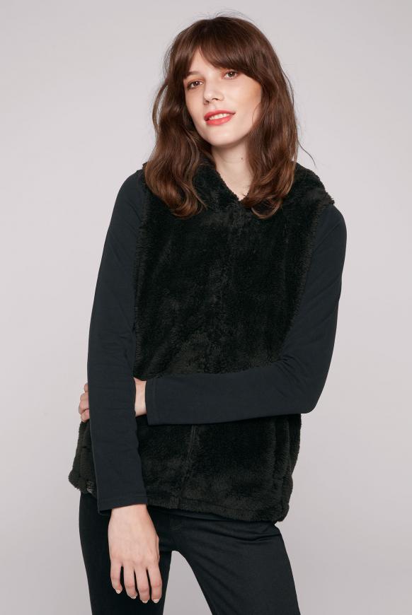 Weste mit Kapuze im Sherpa-Look