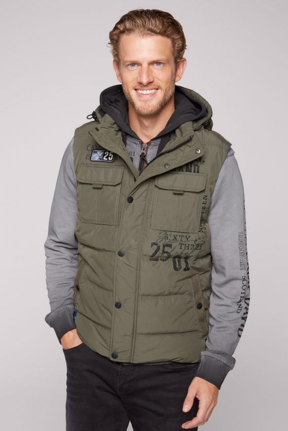 Weste mit Taschen und abtrennbarer Kapuze medium khaki