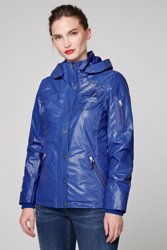 Windjacke mit Kapuze, Print und Coating