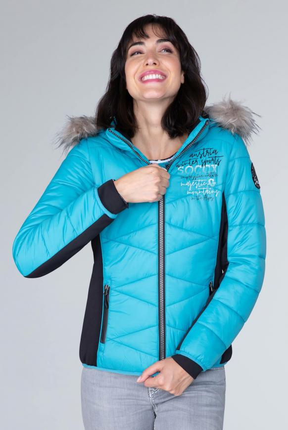 Winterjacke im Materialmix mit Kapuze