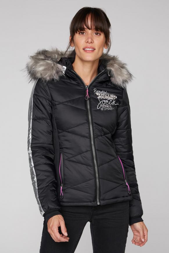 Winterjacke im Ski-Look mit Kontrastkapuze
