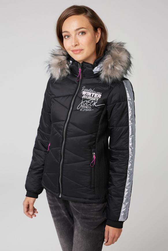 Winterjacke im Ski-Look mit Kontrastkapuze