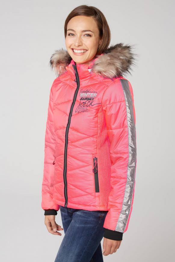 Winterjacke im Ski-Look mit Kontrastkapuze